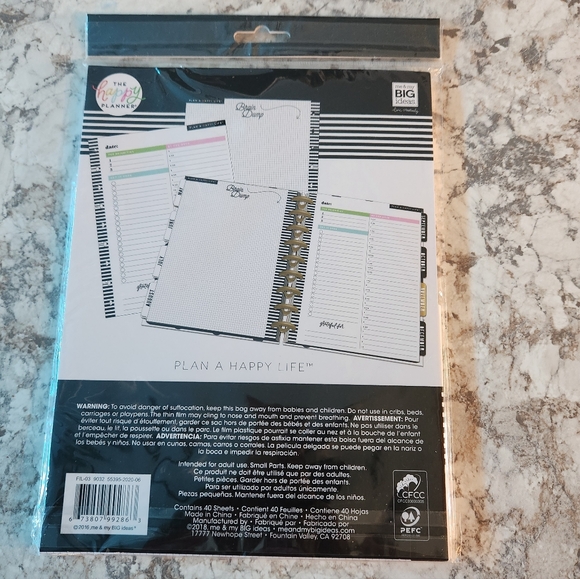 The Happy Planner Striped Daily Task Pad - Black, White, Pink, Green - Picture 2 of 4